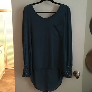 Teal High-Low Blouse
